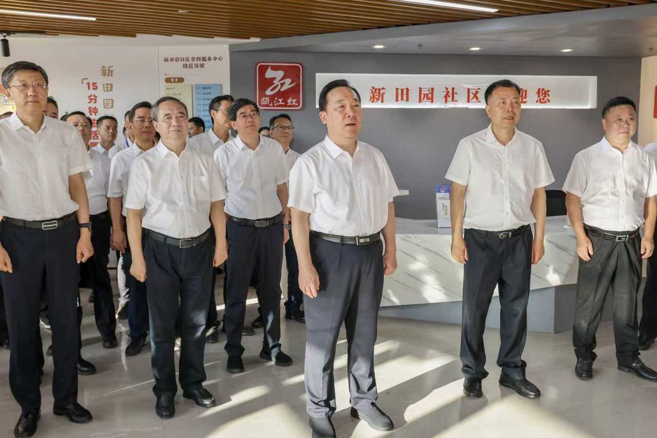 10月11日,省委书记王浩带队集体现场考察新田园社区。潮新闻记者 李震宇 摄
