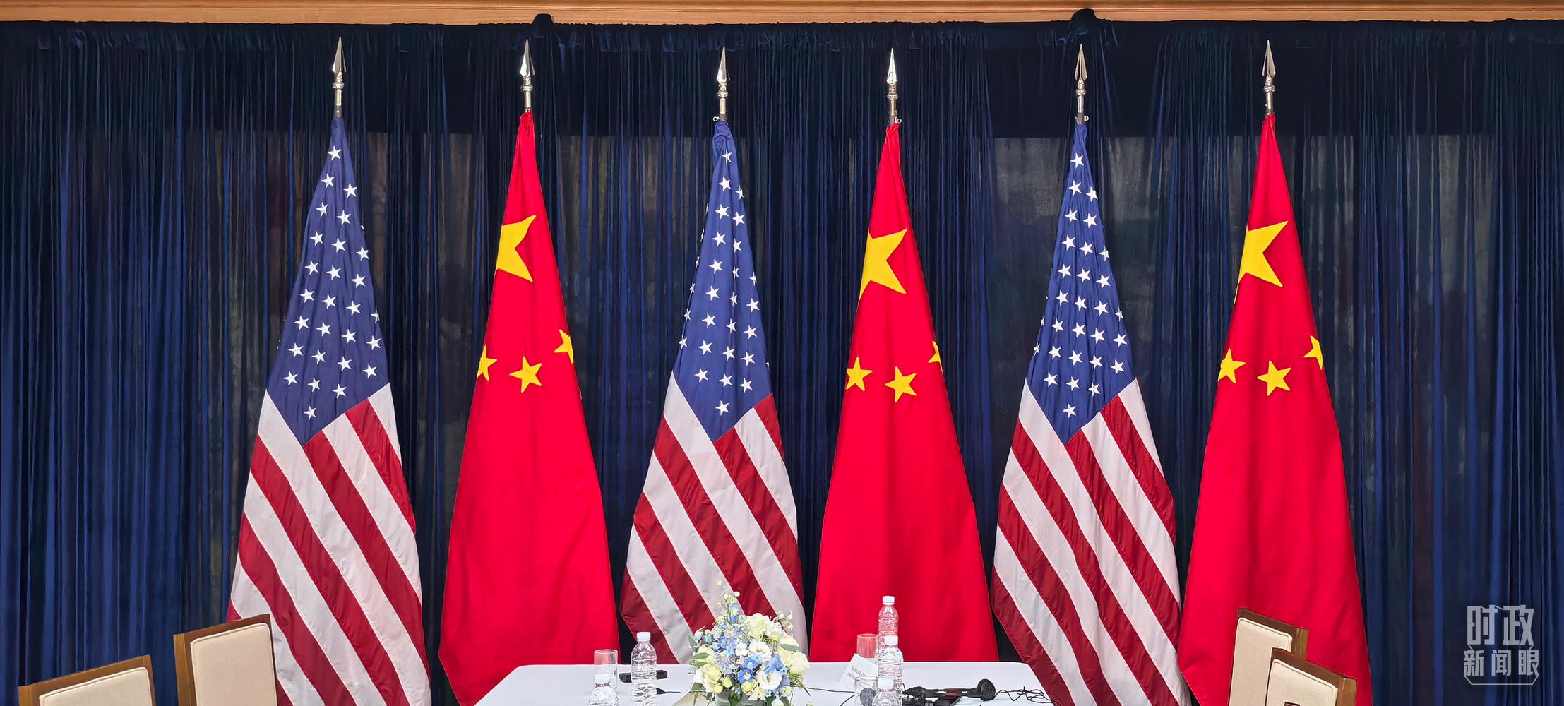 △中美元首会晤现场。(总台央视记者马超拍摄)