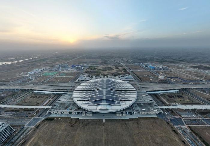 2024年3月29日,京雄城际铁路雄安站(无人机照片)。新华社记者 牟宇 摄
